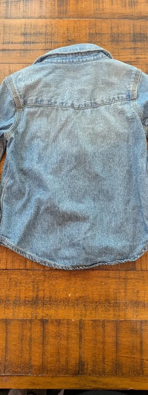Baby Gap Light Blue Denim Pearl Snap Button Long Sleeve Shirt, 3T Excellent Con